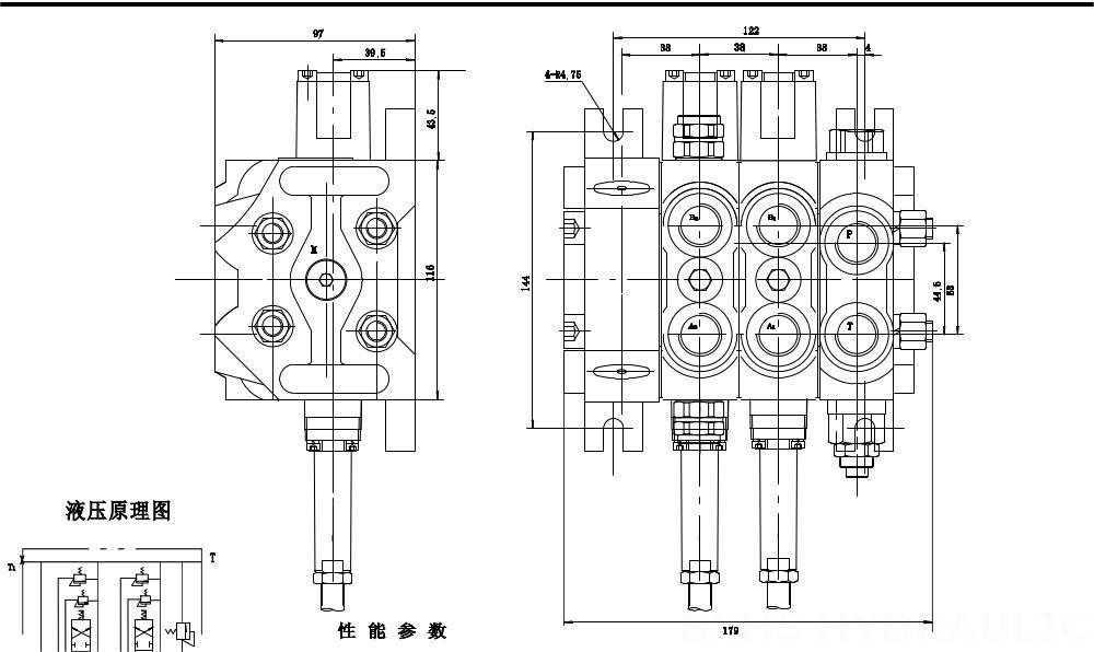 DCV60 Kabel 3 Szpule Zawór kierunkowy sekcyjny drawing image