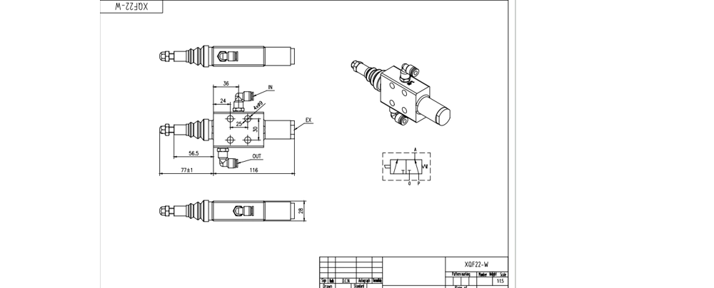 XQF-22W Pneumatyczna 1 Szpula Zawór kierunkowy monoblokowy drawing image