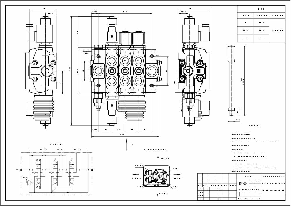 SD8 Elektromagnes i joystick 3 Szpule Zawór kierunkowy sekcyjny drawing image