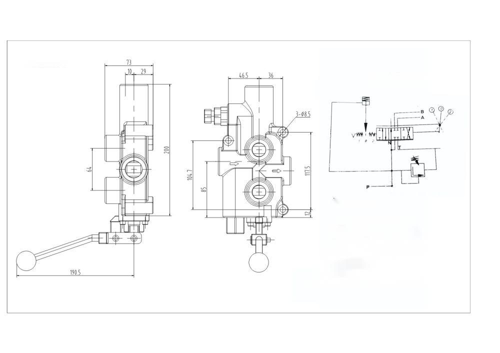 P81 Ręczna 1 Szpula Zawór do rozłupywania drewna drawing image