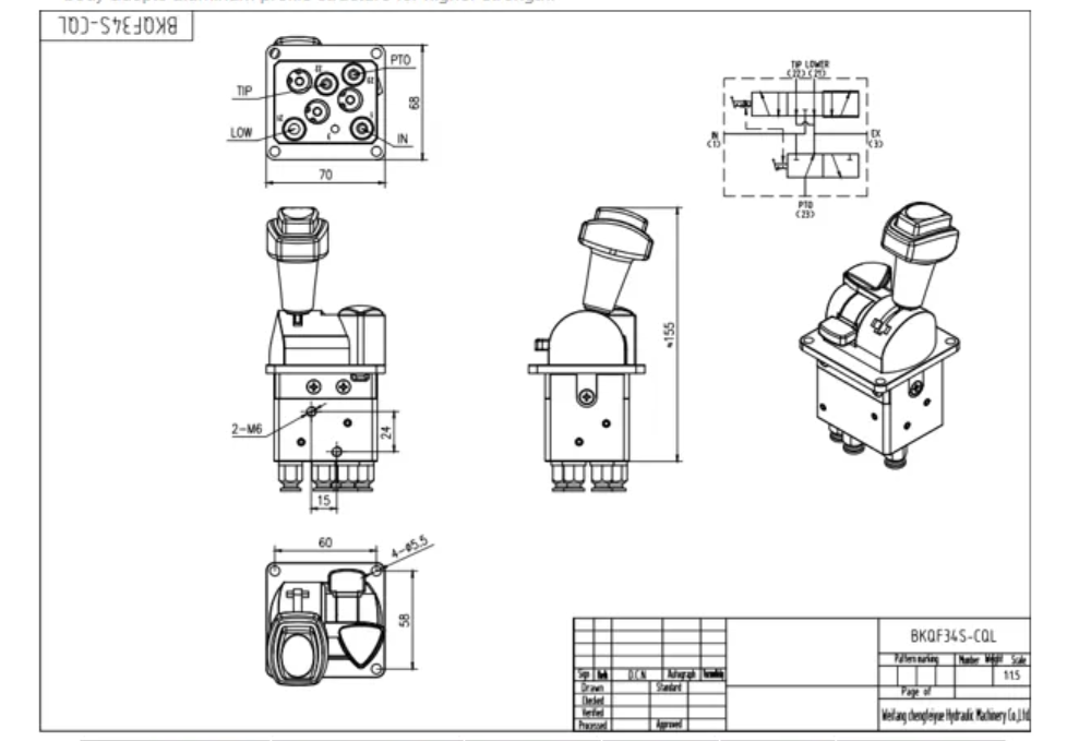 BKQF34S-CQL Pneumatyczna 1 Szpula Zawór sterujący pneumatyczny drawing image