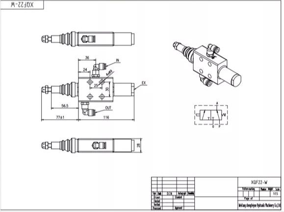 XQF-22W Pneumatyczna 1 Szpula Zawór kierunkowy monoblokowy drawing image