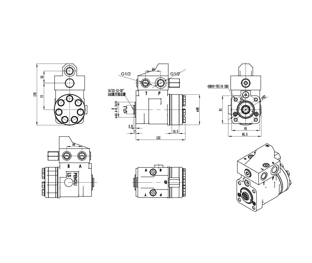 101S-5T-50-PV40 50 ml/obr 5 l/min Jednostka Sterująca drawing image