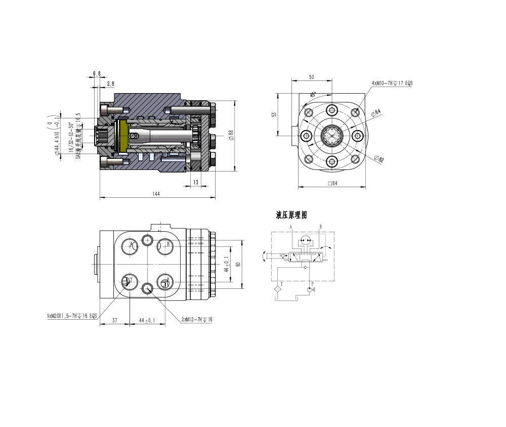 BZZ1-E100B 100 ml/obr 7,5 l/min Jednostka Sterująca drawing image
