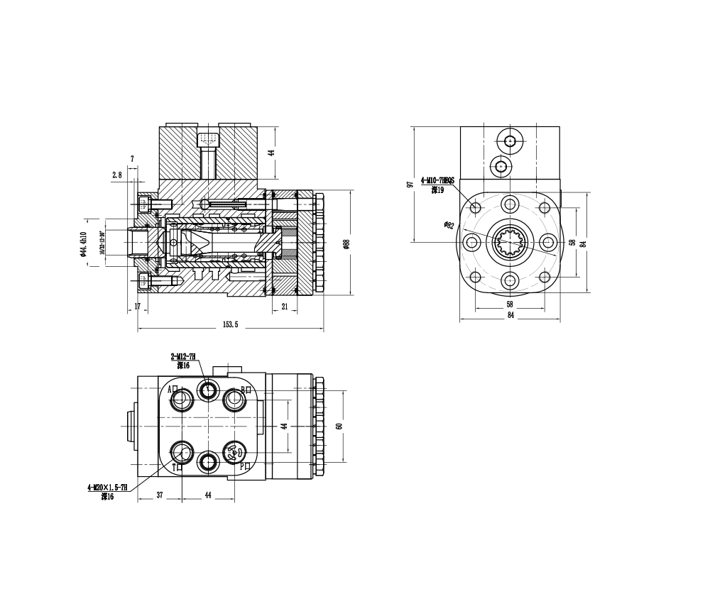 BZZ1-E160B 160 ml/obr 12 l/min Jednostka Sterująca drawing image