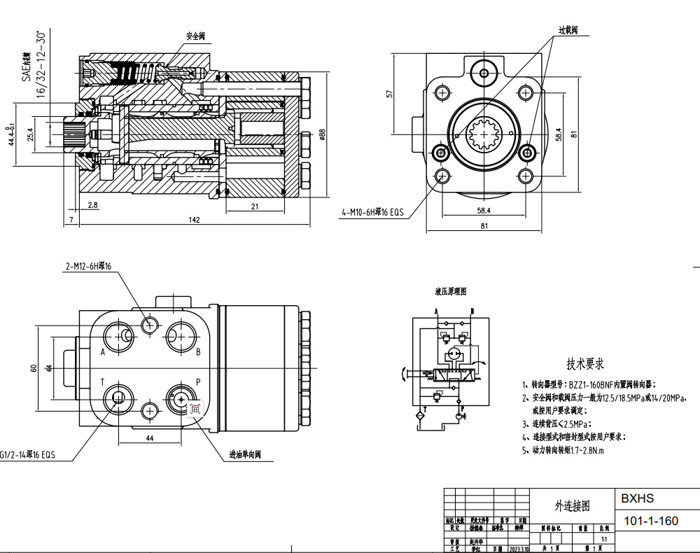 101-1-160 160 ml/obr 16 l/min Jednostka Sterująca drawing image