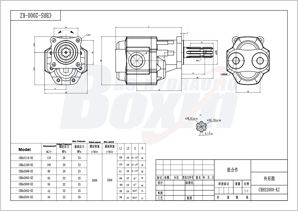 Direct Factory Outlet for CBHST1-110-KZ 110 cc/rev Hydraulic Gear Pump drawing image