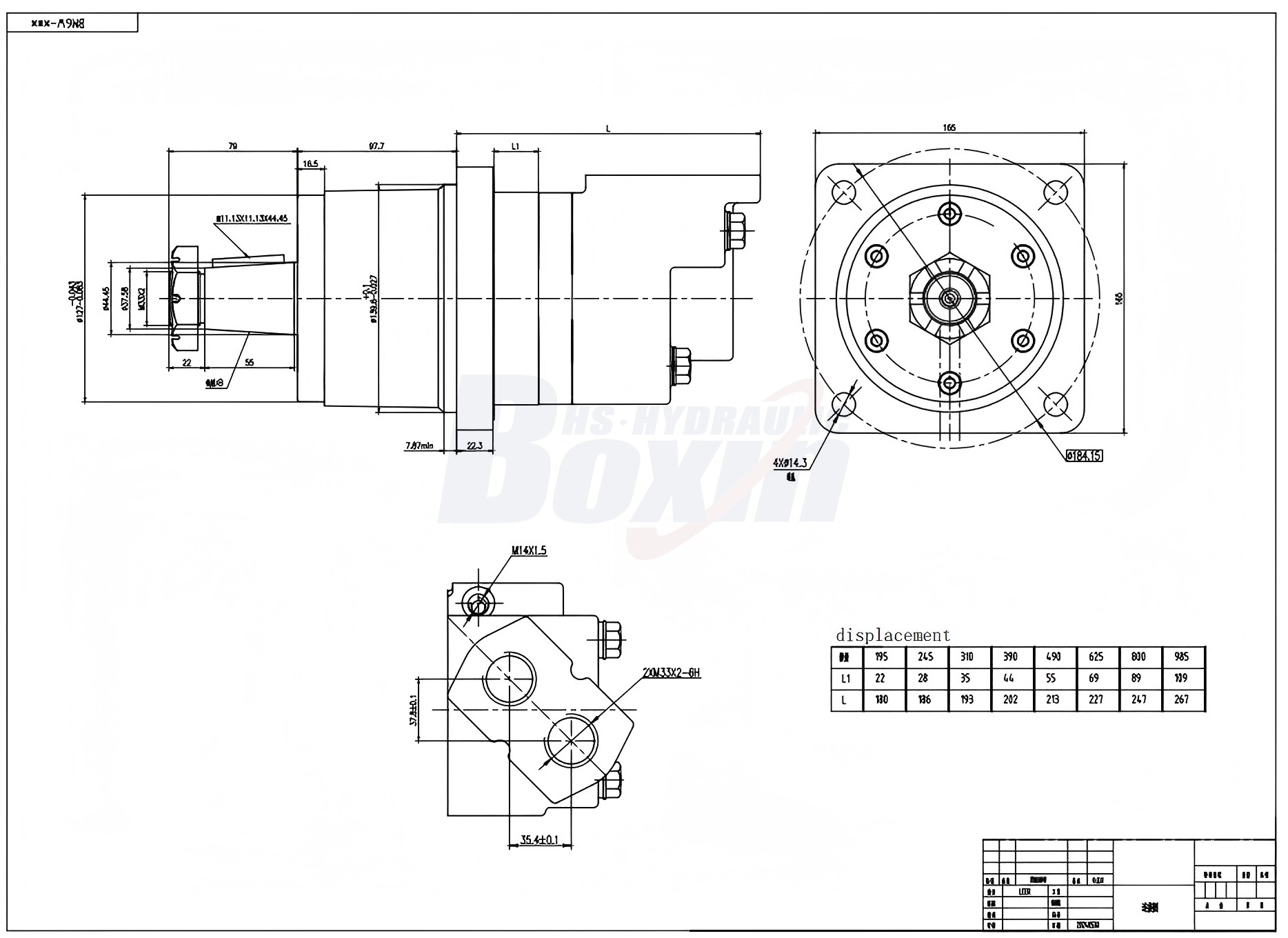 Buy BM6W 310 cc/r 150 Lpm Cycloid Hydraulic Motors Wholesale drawing image
